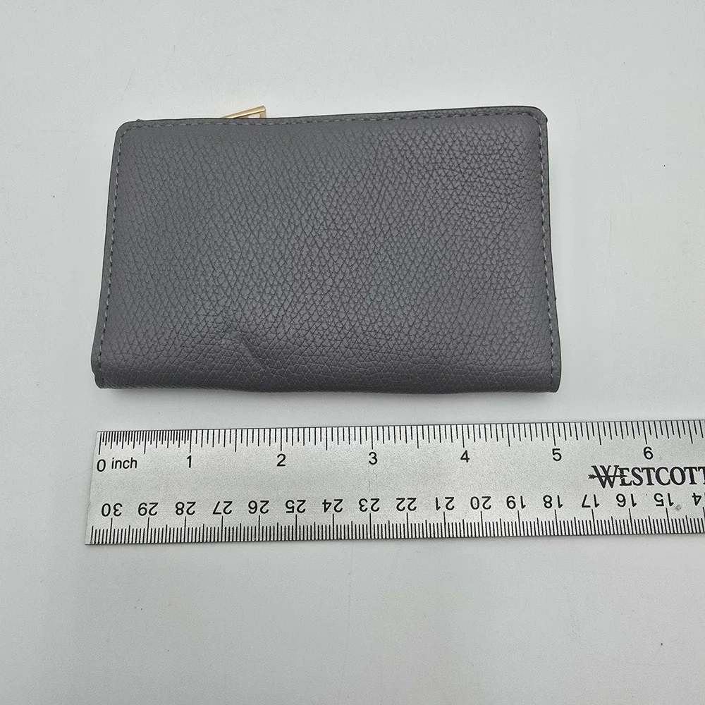 A New Day Womens Gray Textured Faux Leather Zip‎ Around Wallet Card Holder